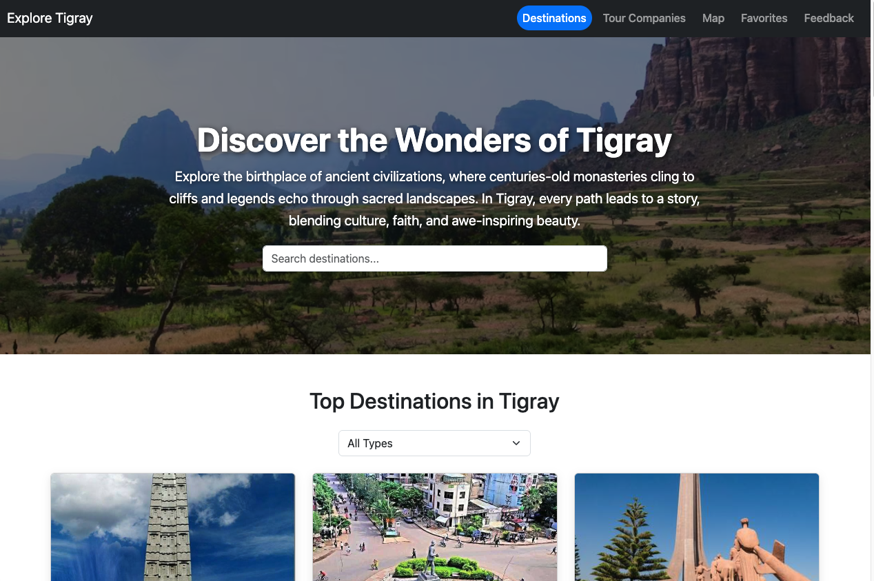 Explore Tigray website screenshot